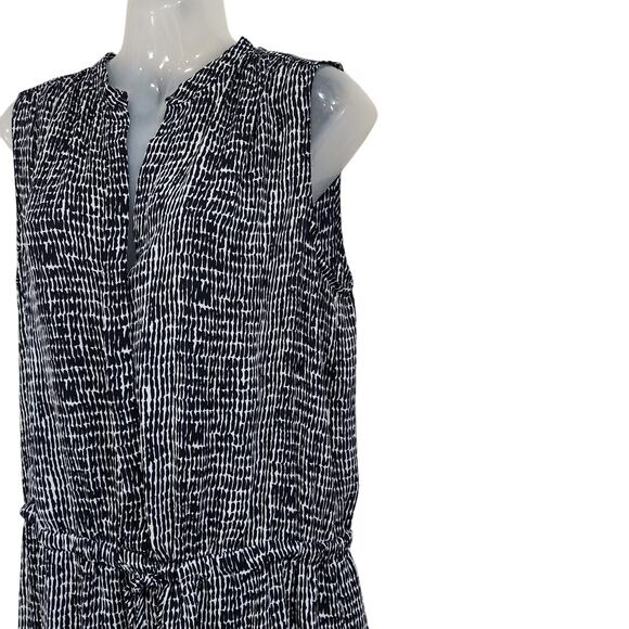 Hilary Radley Sleeveless Split Neck Sheer Tunic Dress Button Front Black Sz 10 - Picture 4 of 10